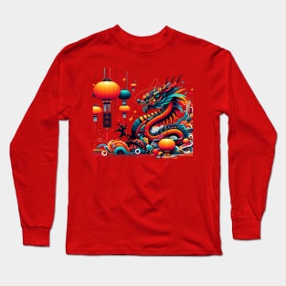 Futuristic Festive Dragon Chinese New Year Long Sleeve T-Shirt